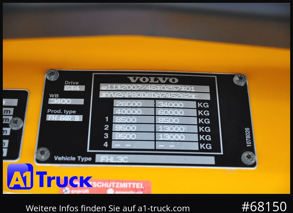 Cabeza tractora VOLVO FH16, 600, 6x4, Schwerlast,120t.Standklima, Hydraulik,