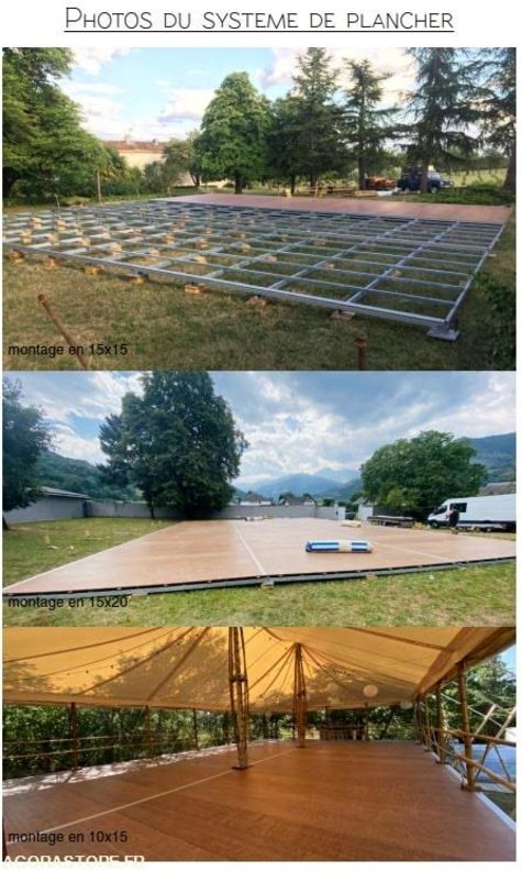 Casa contenedor Chapiteau en bambou + planchers évènementiel + accessoires