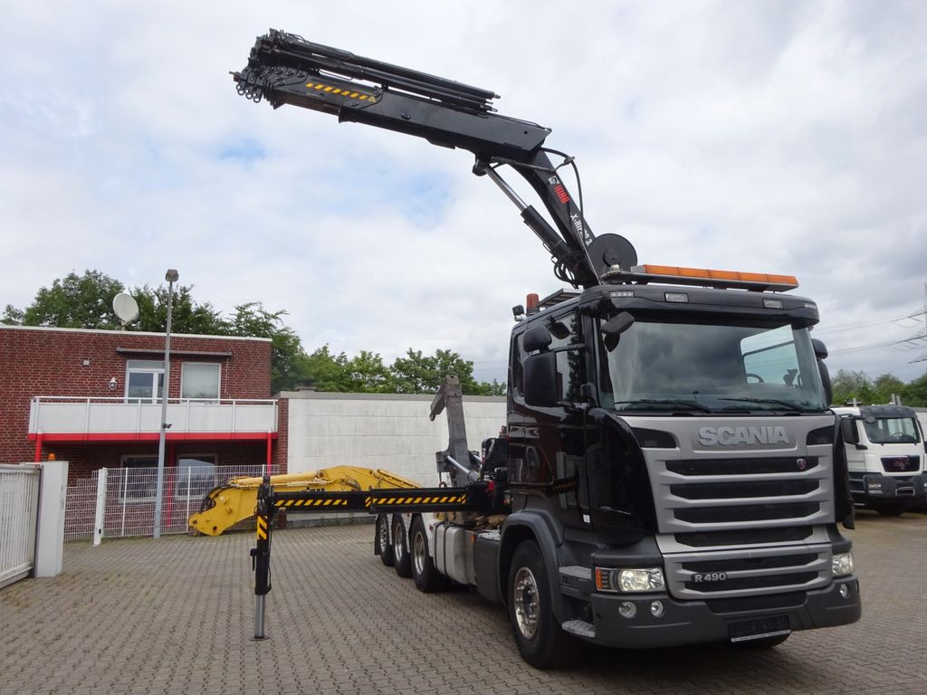 Camión grúa Scania R490 Abroller + HIAB 302E-6 Bj.2021 !Kran TRIDEM