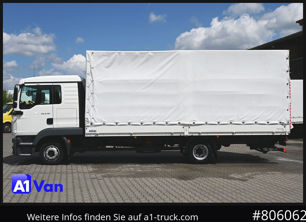 Camión lona MAN TGL 8.190 4x2 BL Pritsche Plane, LBW,