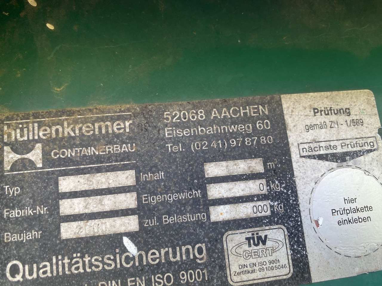 Camión multibasculante Hüllenkremer 10 cbm Stahlcontainer mit Deckel