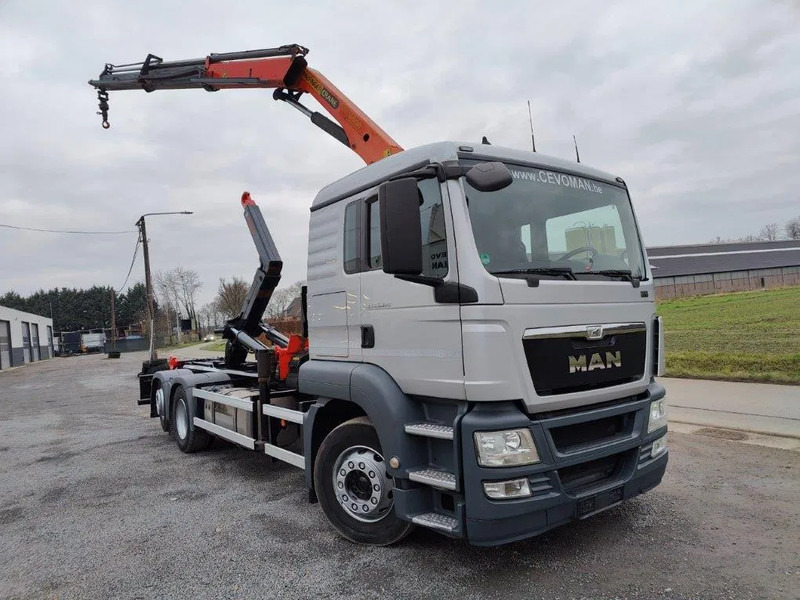 Camión multibasculante MAN TGS 26.320 Container Multilift + Kraan Palfinger PK16502