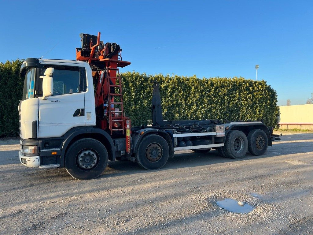 Camión multibasculante SCANIA CV R124 SCARRABILE CON GRU E POLIPO