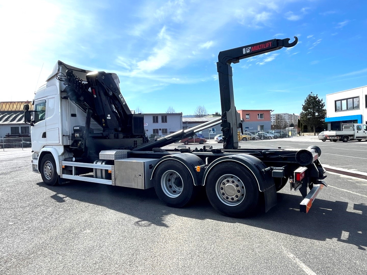 Camión multibasculante SCANIA G490, 10/2015, 6x2, Crane hook lift, Hiab 244 - 5 Hipro + RC