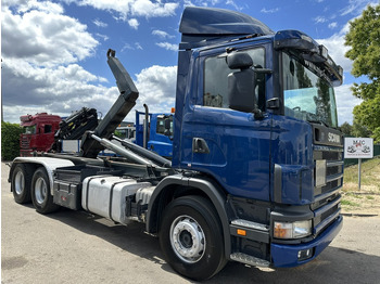 Camión multibasculante Scania 124L-420 6x2 HOOKLIFT VDL 20T - STEEL SPRING / BALLESTAS / BLATT - MANUAL - MECHANICAL PUMP - 10 TIRES  DOUBLE WHEELS