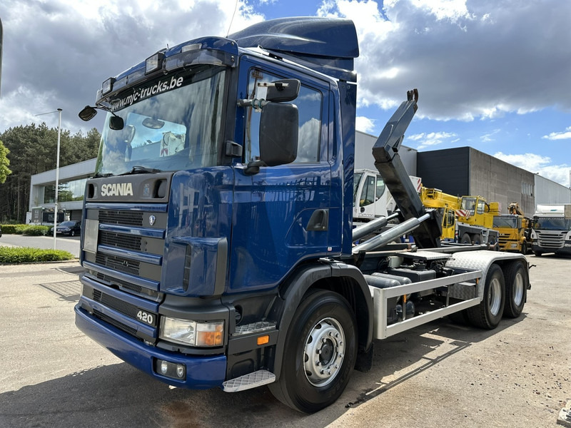 Camión multibasculante Scania 124L-420 6x2 HOOKLIFT VDL 20T - STEEL SPRING / BALLESTAS / BLATT - MANUAL - MECHANICAL PUMP - 10 TIRES  DOUBLE WHEELS