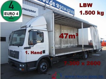 Camión lona MAN TGL 12.180 Schiebeplane 7.30m lang 47m³ LBW1.5t.: foto 1