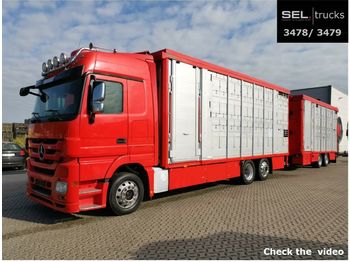 Camión transporte de ganado Mercedes-Benz Actros 2546 L / Lenkachse / Hubdach / 3 Stock: foto 1