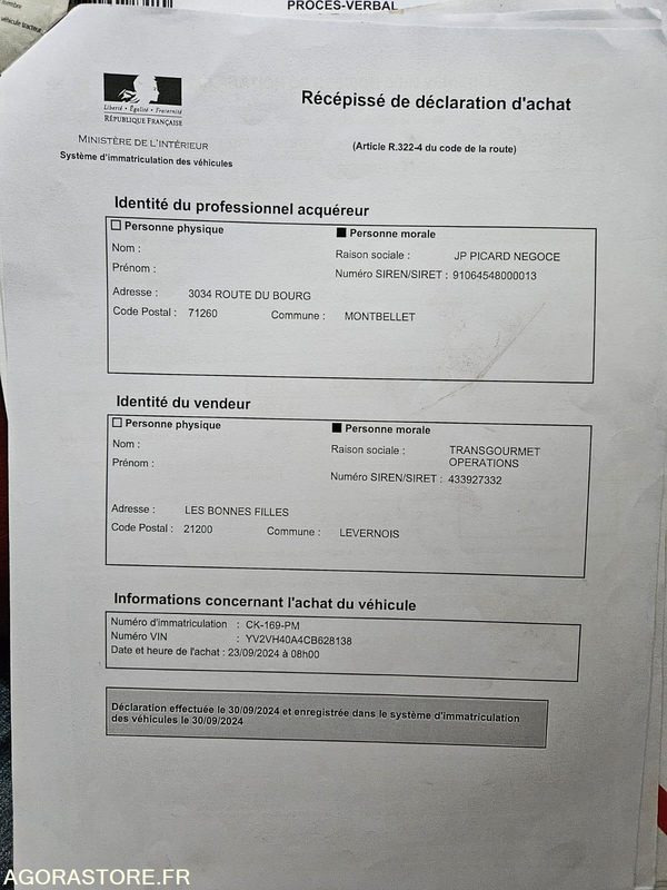 Camión Porteur Volvo frigo