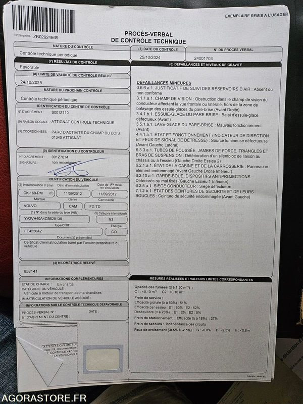 Camión Porteur Volvo frigo