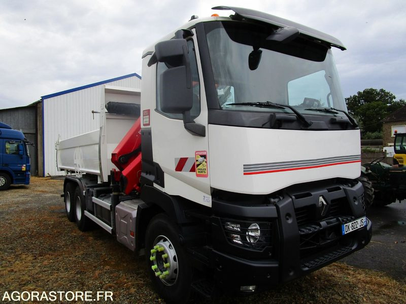 Camión Porteur bibenne grue Renault C380 - 2015 - 320 000km - TRES BON ETAT