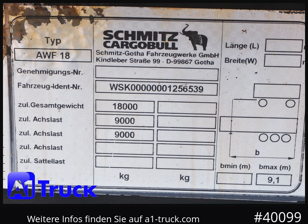 Camión SCHMITZ AWF 18, BDF Anhänger Standard 7,45