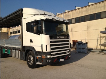 Camión lona Scania 340 114L - 3 assi con pedana idraulica (peso 3000 kg) + telecomando: foto 1