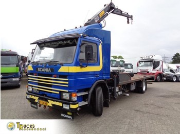 Camión caja abierta, Camión grúa Scania 82M + Manual + Hiab Crane + Blad-Blad + adjustable deck lift + winch: foto 1