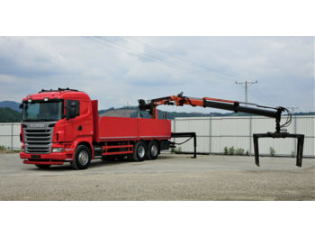 Camión caja abierta Scania R480 *Pritsche 6,90 m + KRAN*Top Zustand!: foto 1