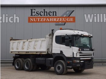 Volquete camión Scania 124 CB 420 6x6, Frontanbauplatte, Blatt
