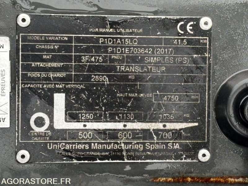Carretilla elevadora de gas Chariot élévateur NISSAN GAZ 1.5T type P1D1A15LQ