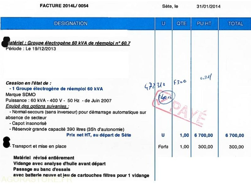 Generador industriale Groupe électrogène SDMO 60 kVA