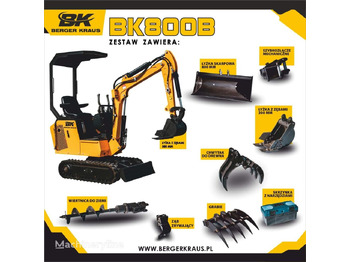 Berger Kraus Mini Excavator BK800B with FULL equipment - Miniexcavadora