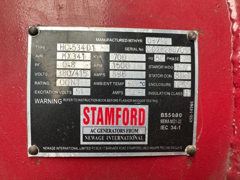 Generador industriale Perkins 4006 Stamford 700 kVA generatorset: foto 6