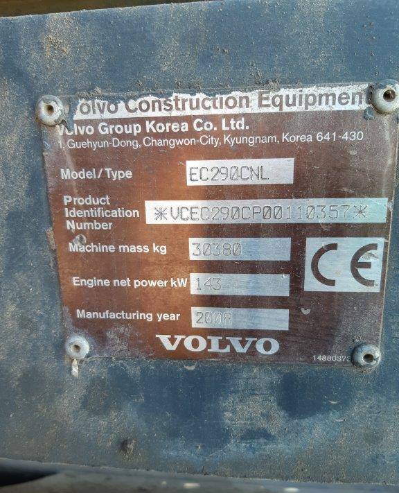 Excavadora de cadenas Volvo EC 290 C N L: foto 5