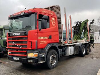 Remolque forestal, Camión Scania R 144  Holztransporter mit kran loglift 165 zt: foto 1