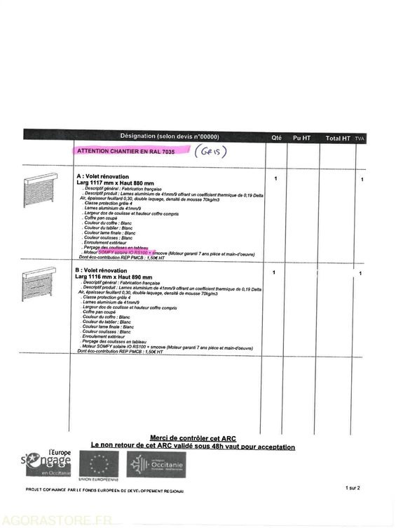 Herramienta/ Equipo Volets roulants solaires HEROAL