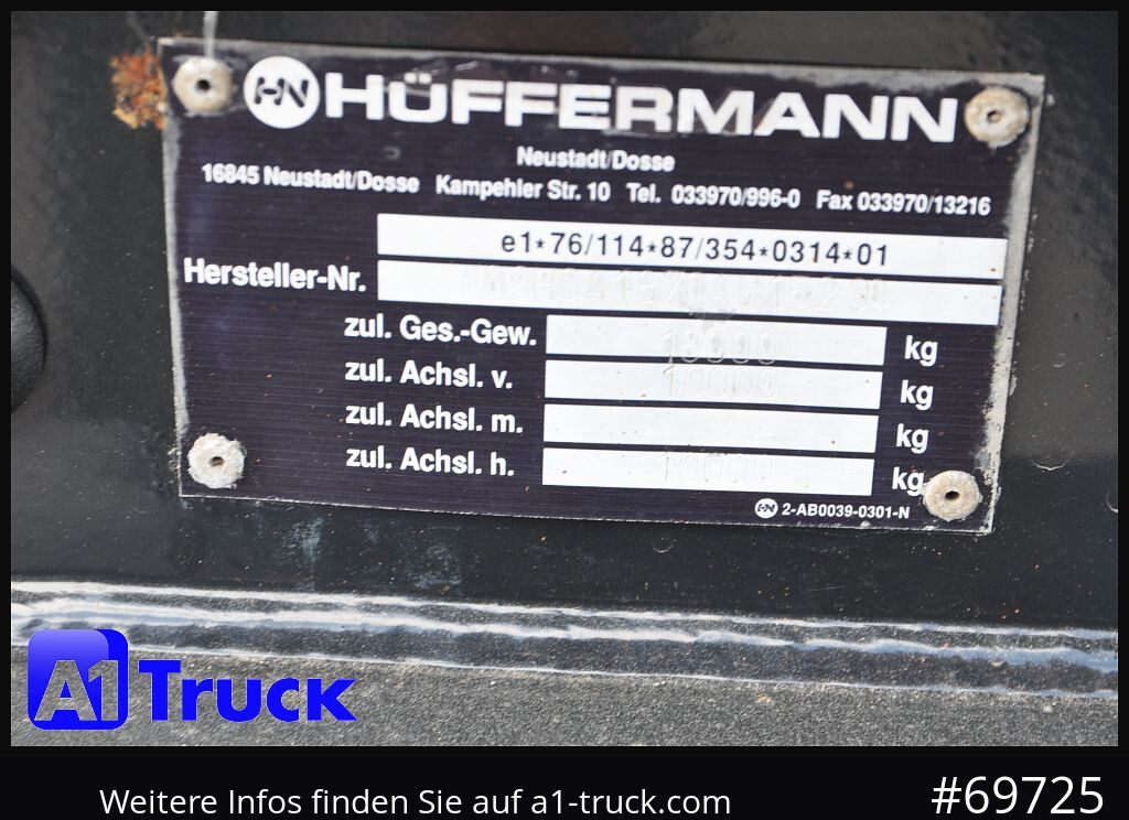 Remolque multilift/ Portacontenedores de cadenas HUEFFERMANN HSA 1870 Luft, SAF, Schlitten, Abrollanhänger