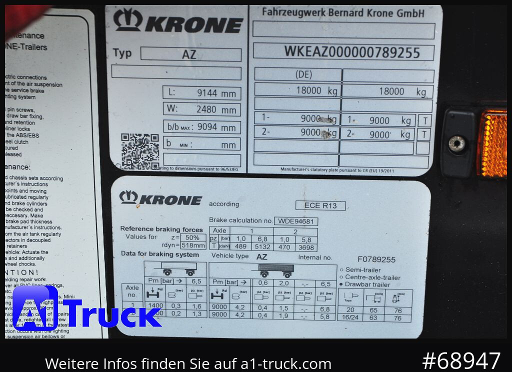 Remolque portacontenedore/ Intercambiable KRONE 3 er Paket Standard BDF, Bj  2017  SAF Achse