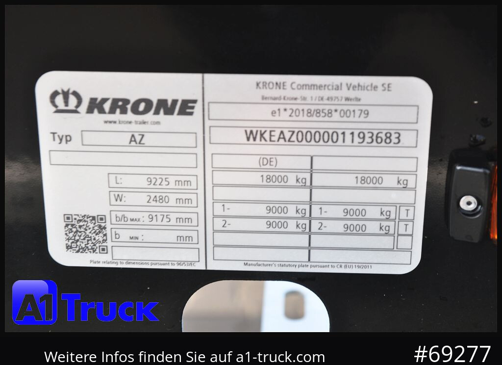 Remolque portacontenedore/ Intercambiable KRONE 5 x AZW 18, MAXI für 1120mm + 1320mm, SOFORT NEU