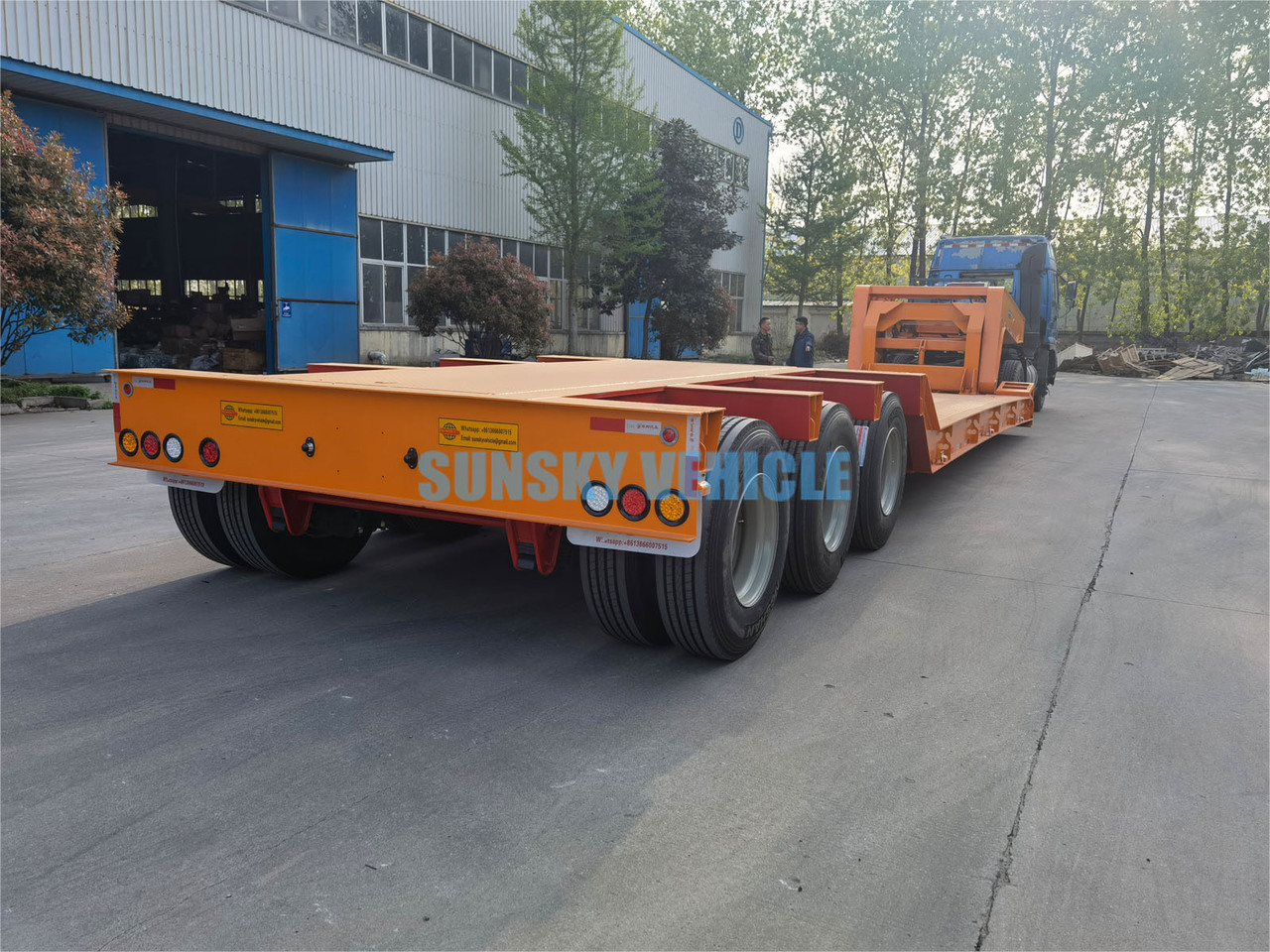 Semirremolque góndola rebajadas para transporte de equipos pesados nuevo SUNSKY 3 Axle 70 Tons detachable gooseneck lowbed trailer: foto 7
