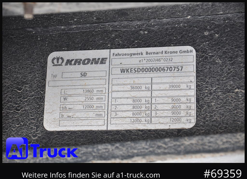 Semirremolque caja cerrada KRONE SDK 27, Koffer, Textil, 1 Vorbesitzer, Doppelstock