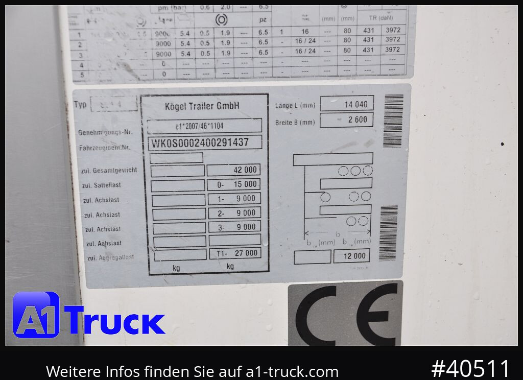 Semirremolque frigorífico KOEGEL SVA 24, ThermoKing A400, Doppelstock, Blumenbreite