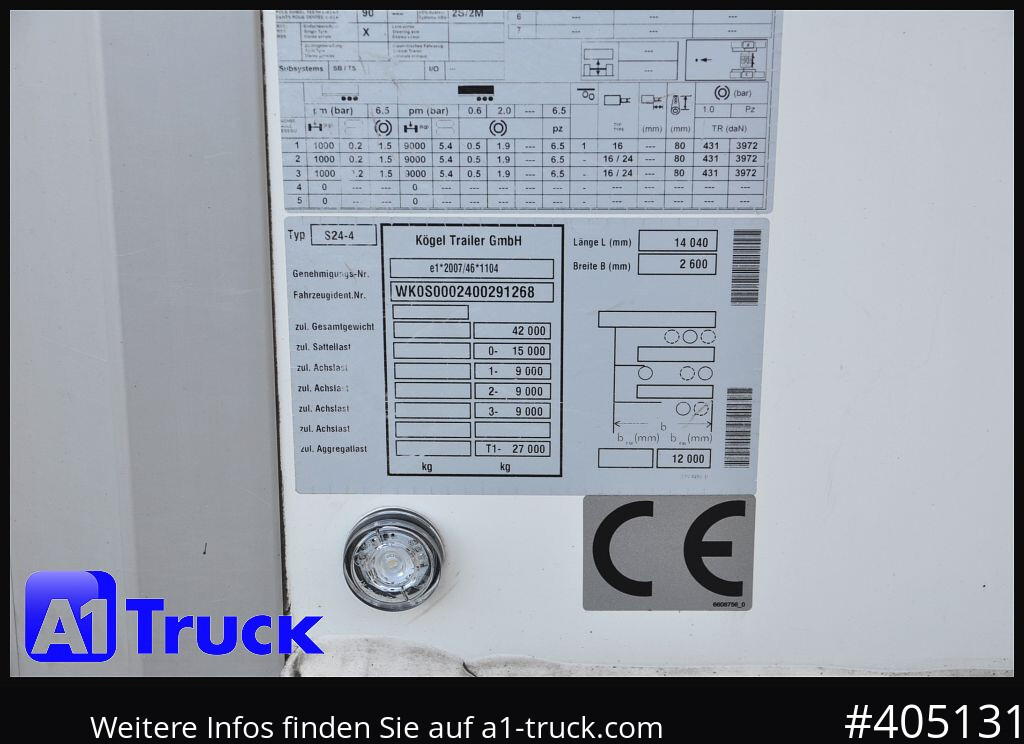 Semirremolque frigorífico KOEGEL ThermoKing A400, Doppelstock, Blumenbreit