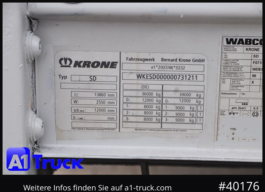 Semirremolque lona KRONE SD, Mega, neue Plane, Code XL, TÜV 11/2026