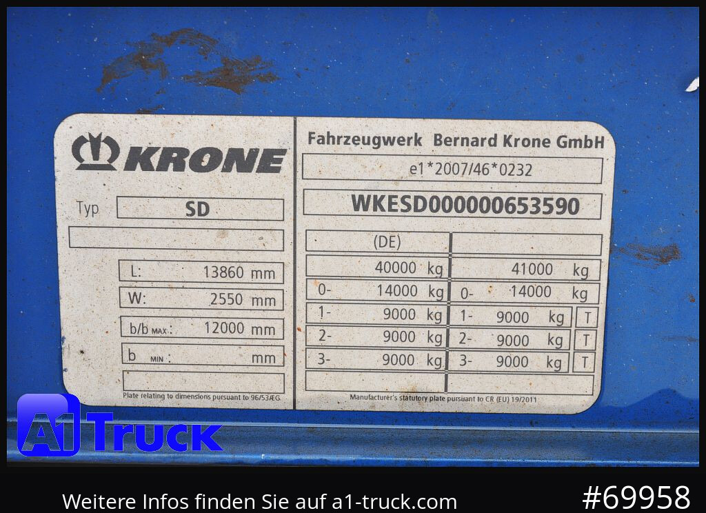 Semirremolque lona KRONE SD Tautliner, Code XL, BPW, Coil, 1 Vorbesitzer