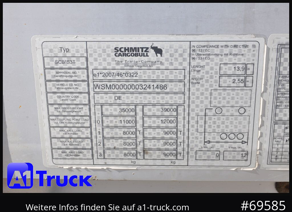 Semirremolque lona SCHMITZ SCS 24, Mega, BPW, verzinkt, 6 x vorhanden, VDI 2700