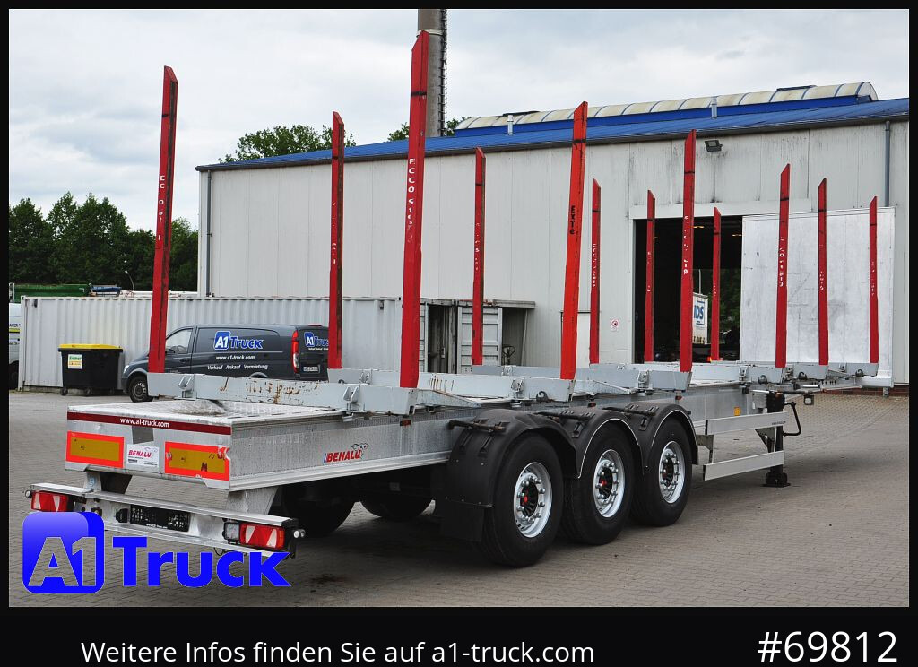 Semirremolque maderero BENALU Timberliner, Vollalu,  2x Liftachse, Lang-Holz,