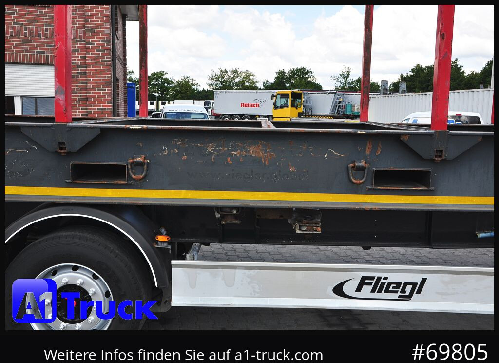 Semirremolque maderero FLIEGL SDS01, Langholz, Containeraufbau, Liftachse,