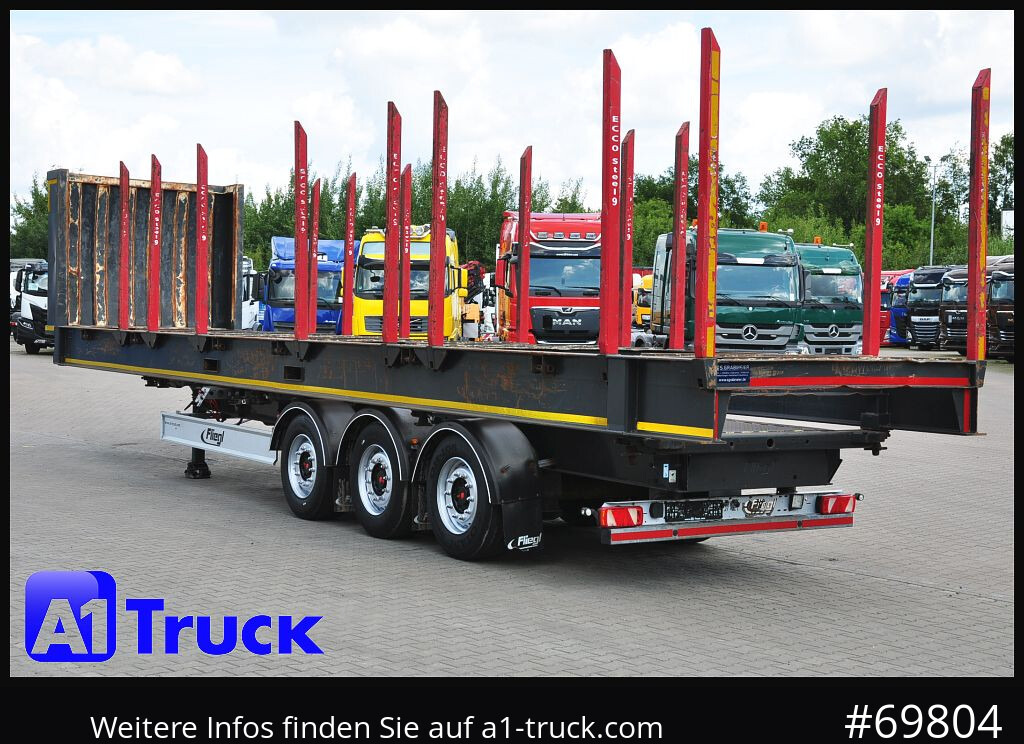 Semirremolque maderero FLIEGL SDS01, Langholz, Containeraufbau, Liftachse,