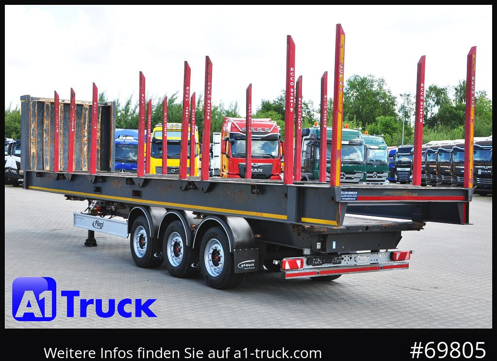 Semirremolque maderero FLIEGL SDS01, Langholz, Containeraufbau, Liftachse,