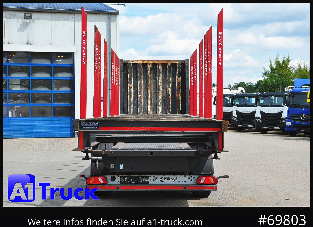 Semirremolque maderero FLIEGL SDS01, Langholz, Containeraufbau, Liftachse,