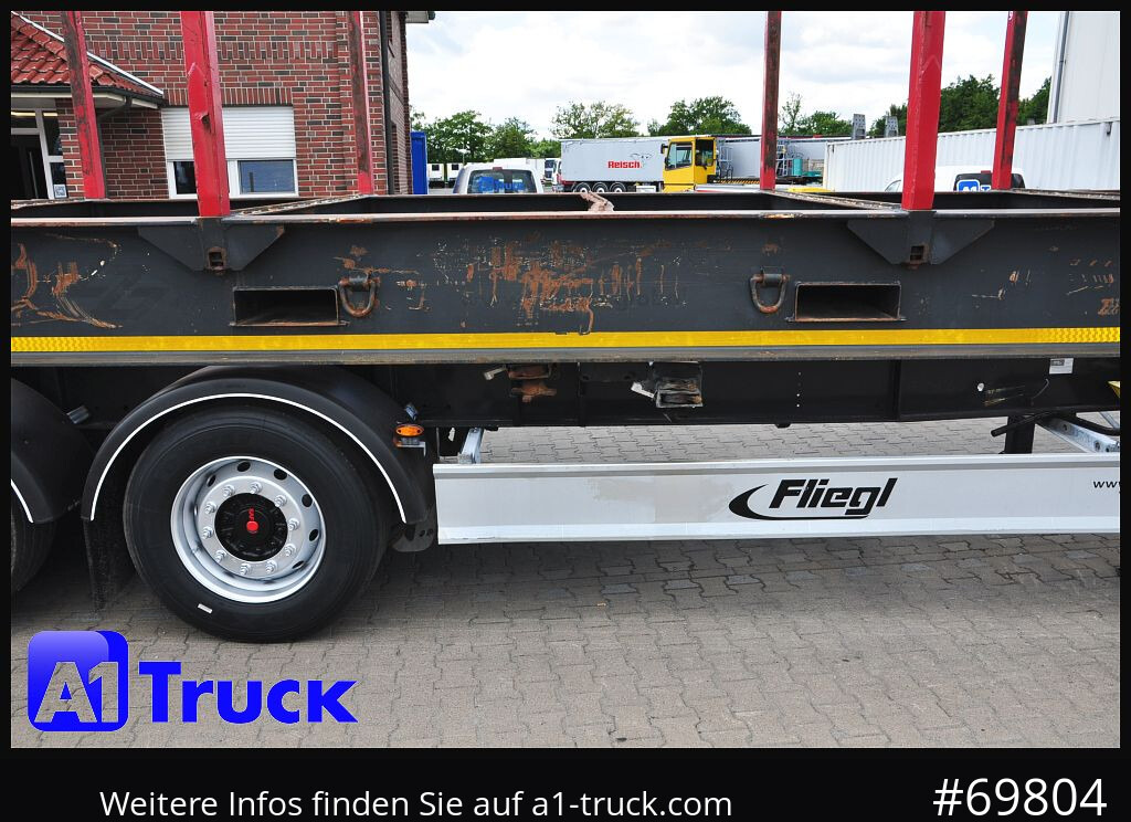 Semirremolque maderero FLIEGL SDS01, Langholz, Containeraufbau, Liftachse,