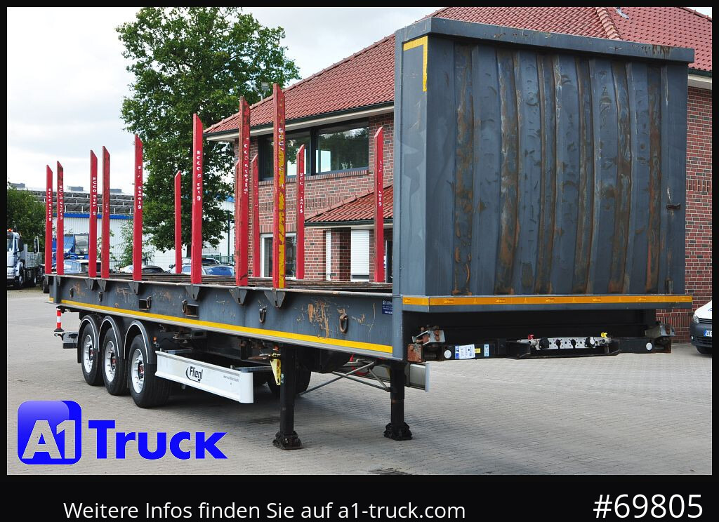 Semirremolque maderero FLIEGL SDS01, Langholz, Containeraufbau, Liftachse,
