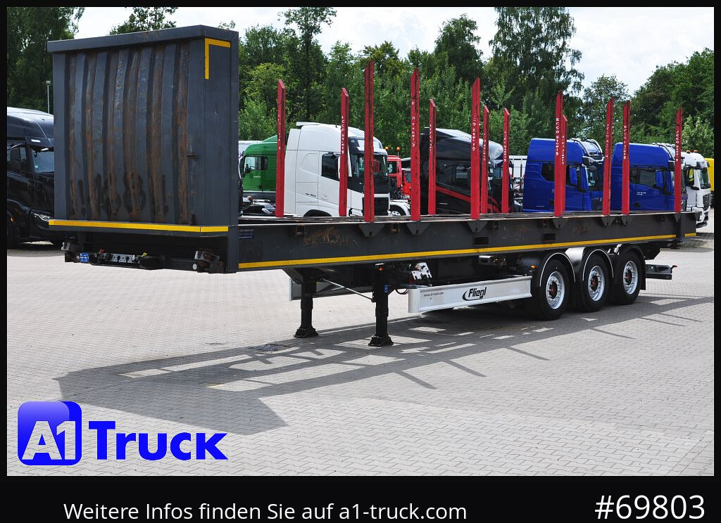 Semirremolque maderero FLIEGL SDS01, Langholz, Containeraufbau, Liftachse,