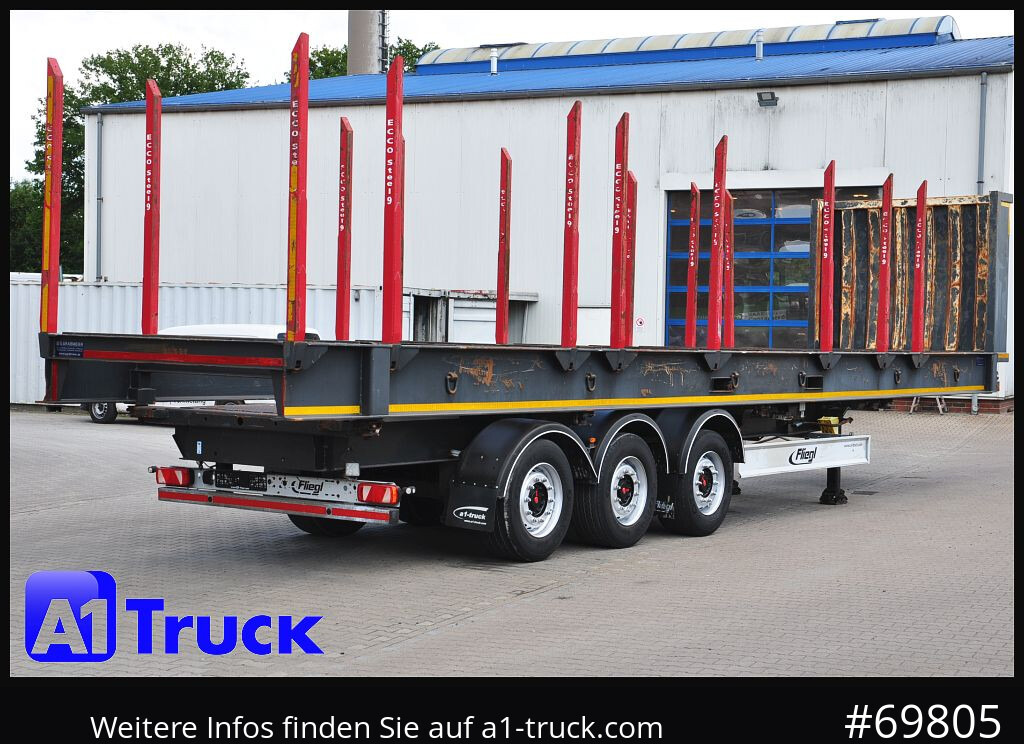 Semirremolque maderero FLIEGL SDS01, Langholz, Containeraufbau, Liftachse,