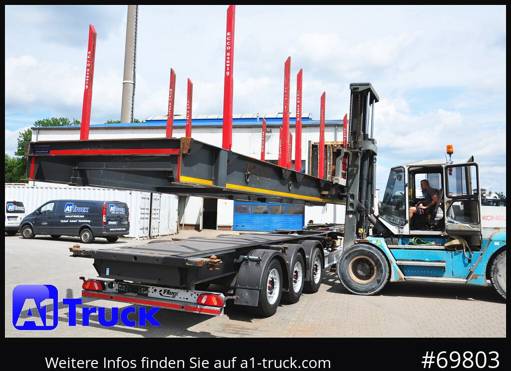 Semirremolque maderero FLIEGL SDS01, Langholz, Containeraufbau, Liftachse,