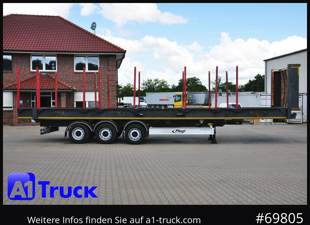 Semirremolque maderero FLIEGL SDS01, Langholz, Containeraufbau, Liftachse,