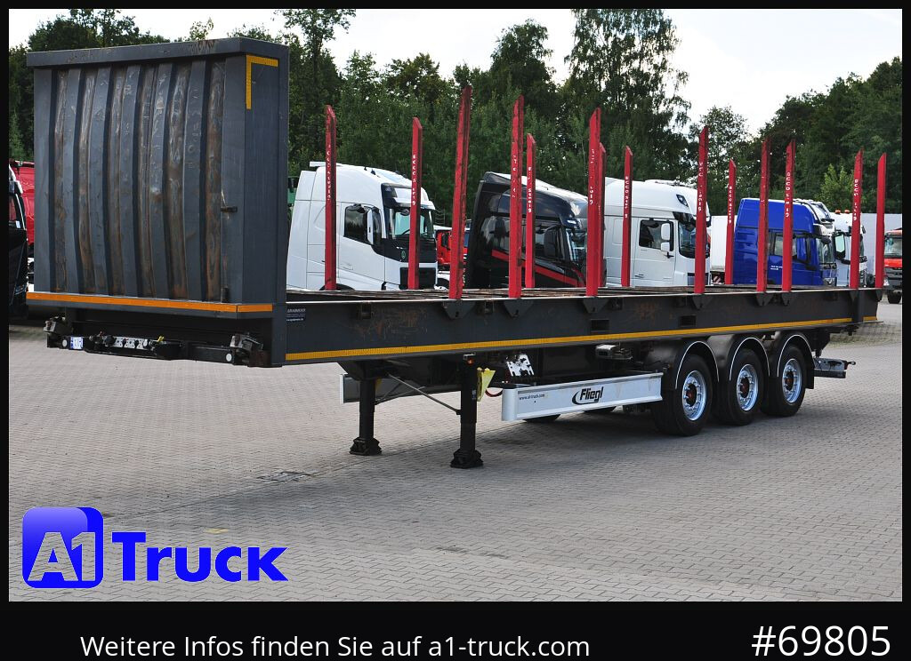 Semirremolque maderero FLIEGL SDS01, Langholz, Containeraufbau, Liftachse,