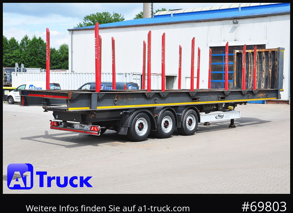 Semirremolque maderero FLIEGL SDS01, Langholz, Containeraufbau, Liftachse,